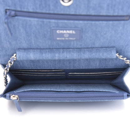 Chanel Denim Quilted Chain Around Wallet on Chain WOC Blue 5 of 10