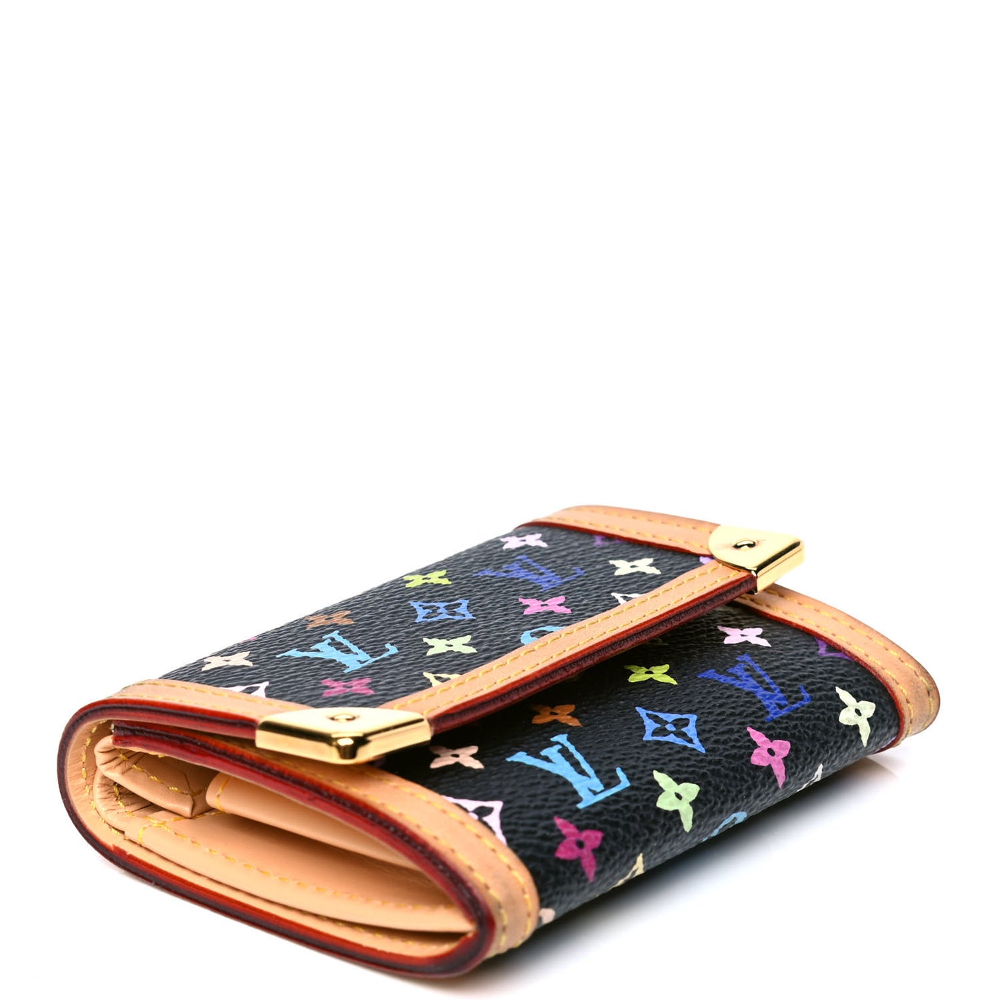 Monogram Multicolor Porte-Monnaie Plat Coin Purse Black