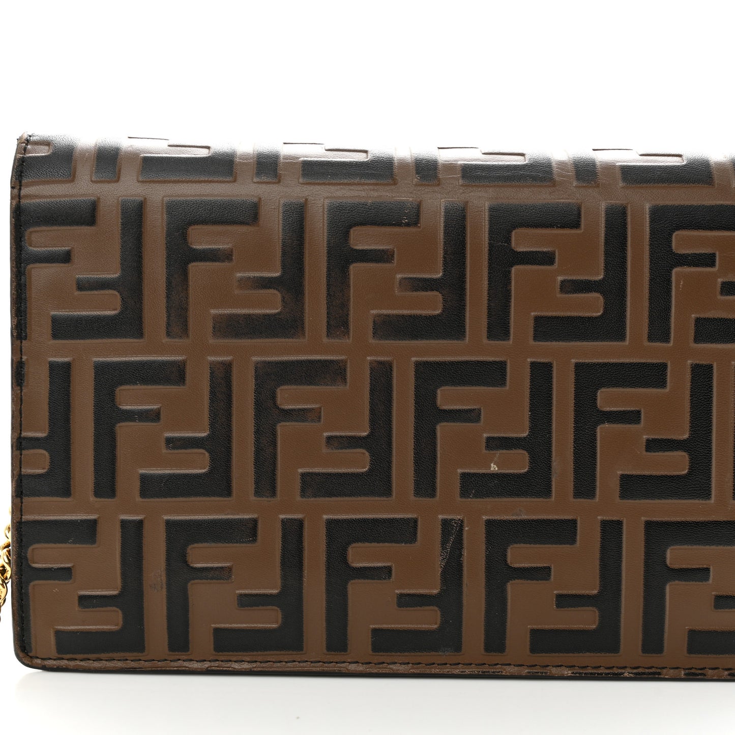 Vitello Cruise F is Fendi Bi-Color FF 1974 Embossed Medium Envelope Wallet On Chain Black Maya
