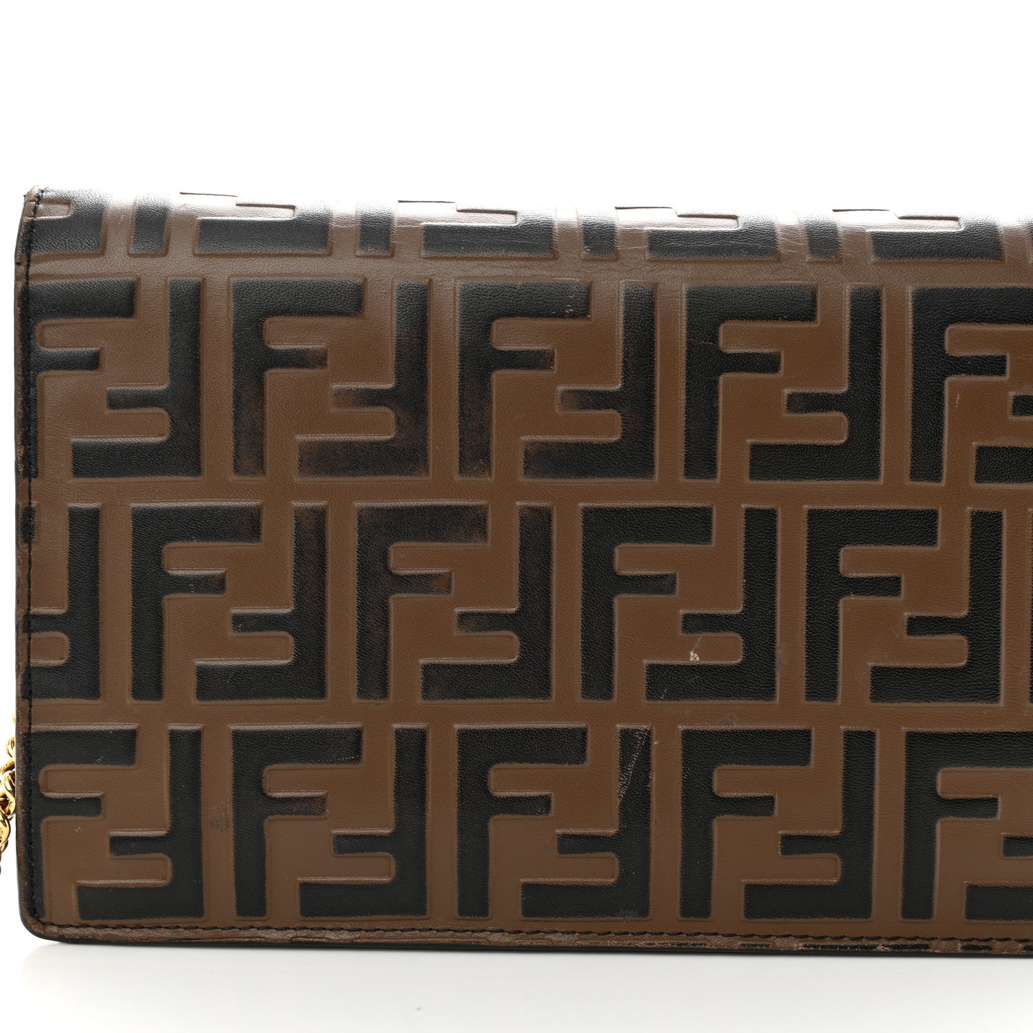 Fendi Vitello Cruise F is Fendi Bi-Color FF 1974 Embossed Medium Envelope Wallet On Chain Black Maya 12 of 14