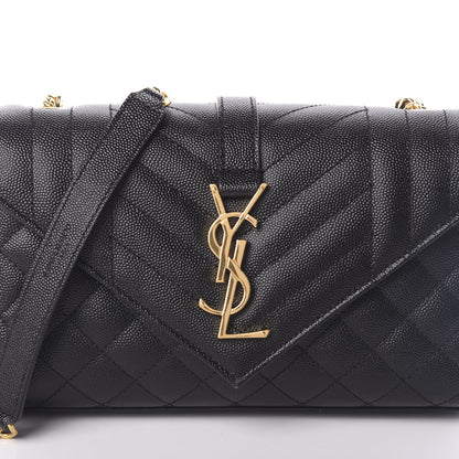 Saint Laurent Grain De Poudre Textured Mixed Matelasse Triquilt Small Monogram Satchel Black 7 of 9