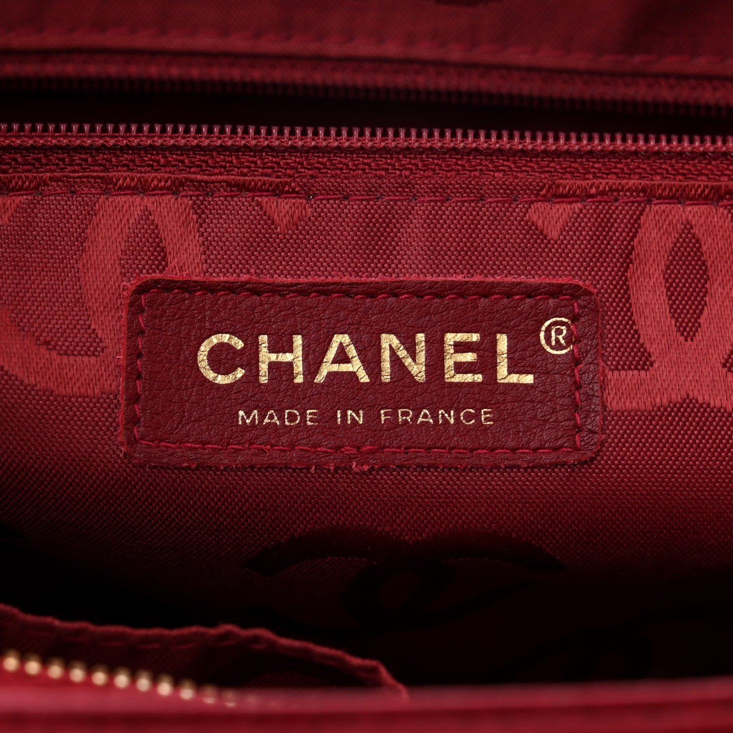 Chanel Caviar CC Stitched Tote Red 6 of 11