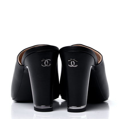 Chanel Lambskin Cap Toe CC Mules 37.5 Black 4 of 6