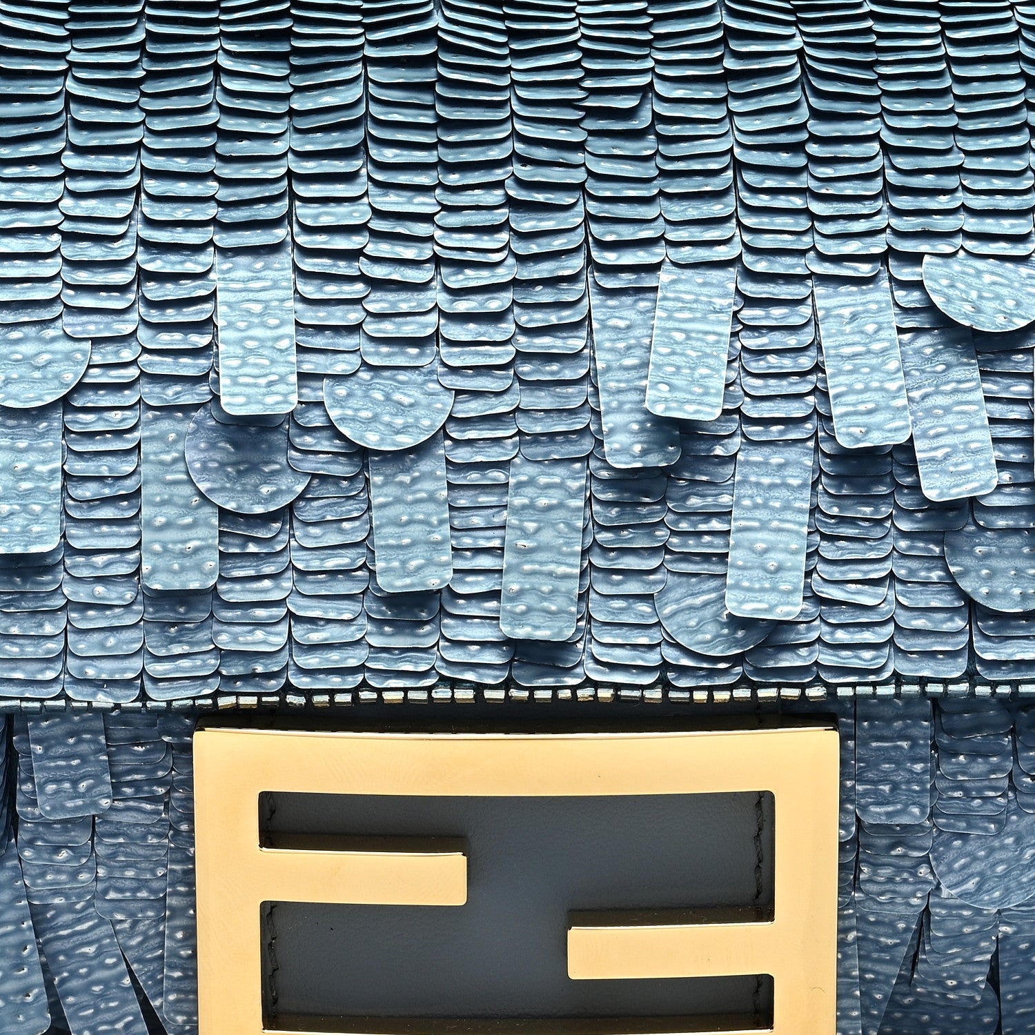 Fendi Denim Effect Sequin Paillettes Shiny Nappa Sex and the City Mini Baguette Blue 8 of 10