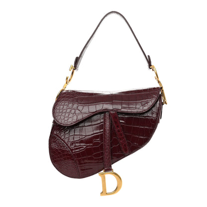 Christian Dior Shiny Alligator Saddle Bag Amaranthe 1 of 9