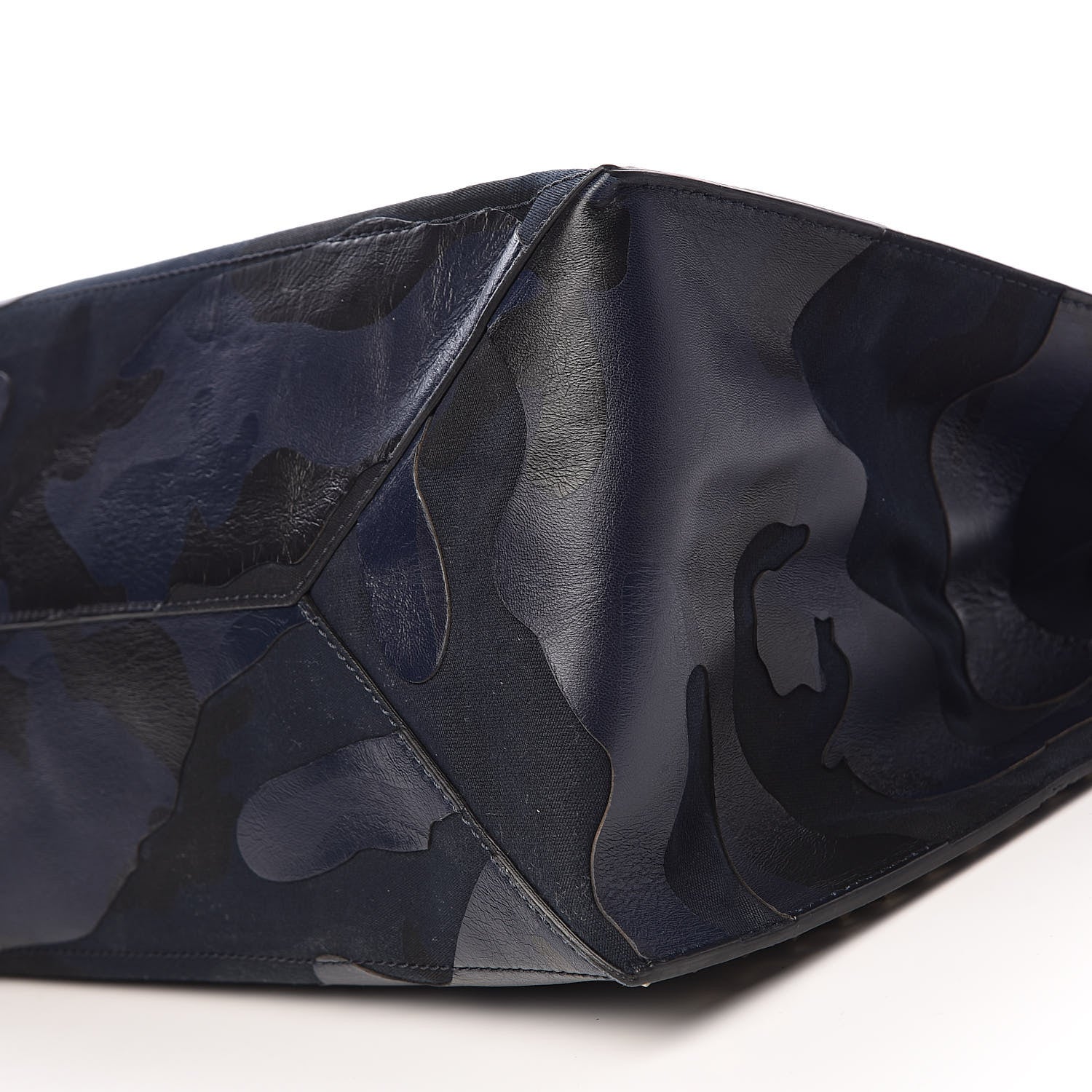 Valentino Garavani Nappa Canvas Camo Medium Rockstud Soft Tote Navy Blue 11 of 12