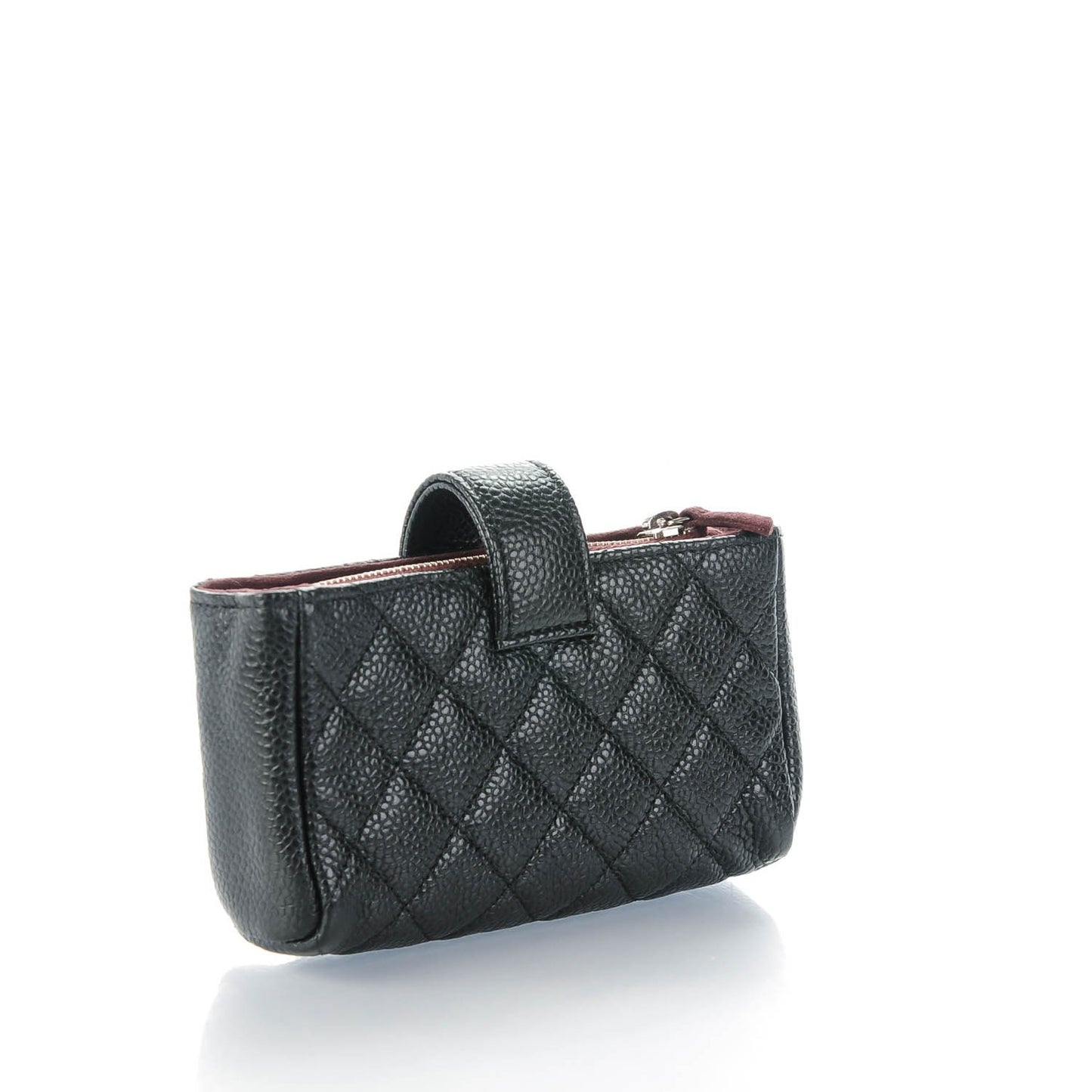 Caviar Quilted Mini Phone Holder Clutch Black