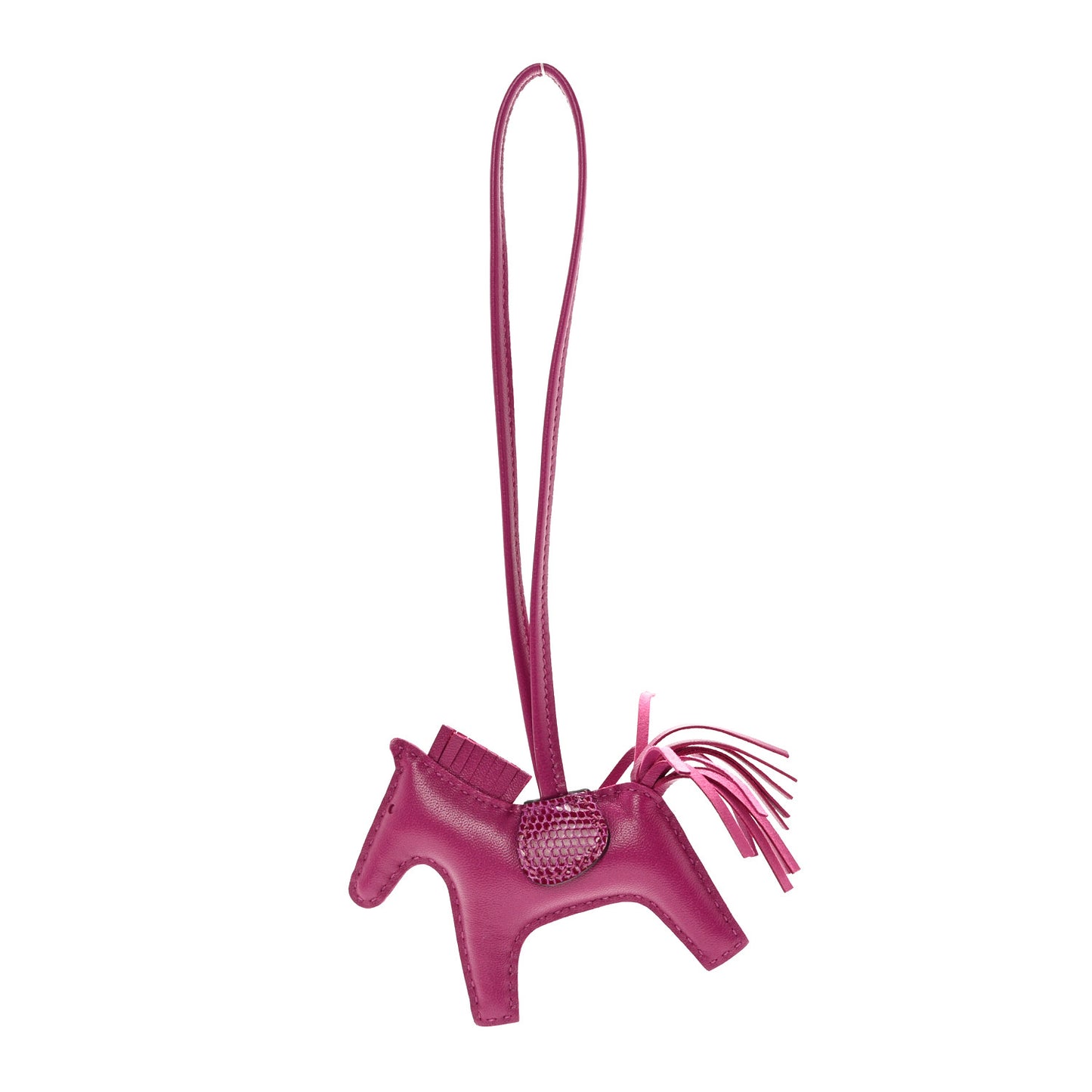 Milo Lambskin Lizard Touch Grigri Rodeo Horse Bag Charm PM Rose Pourpre