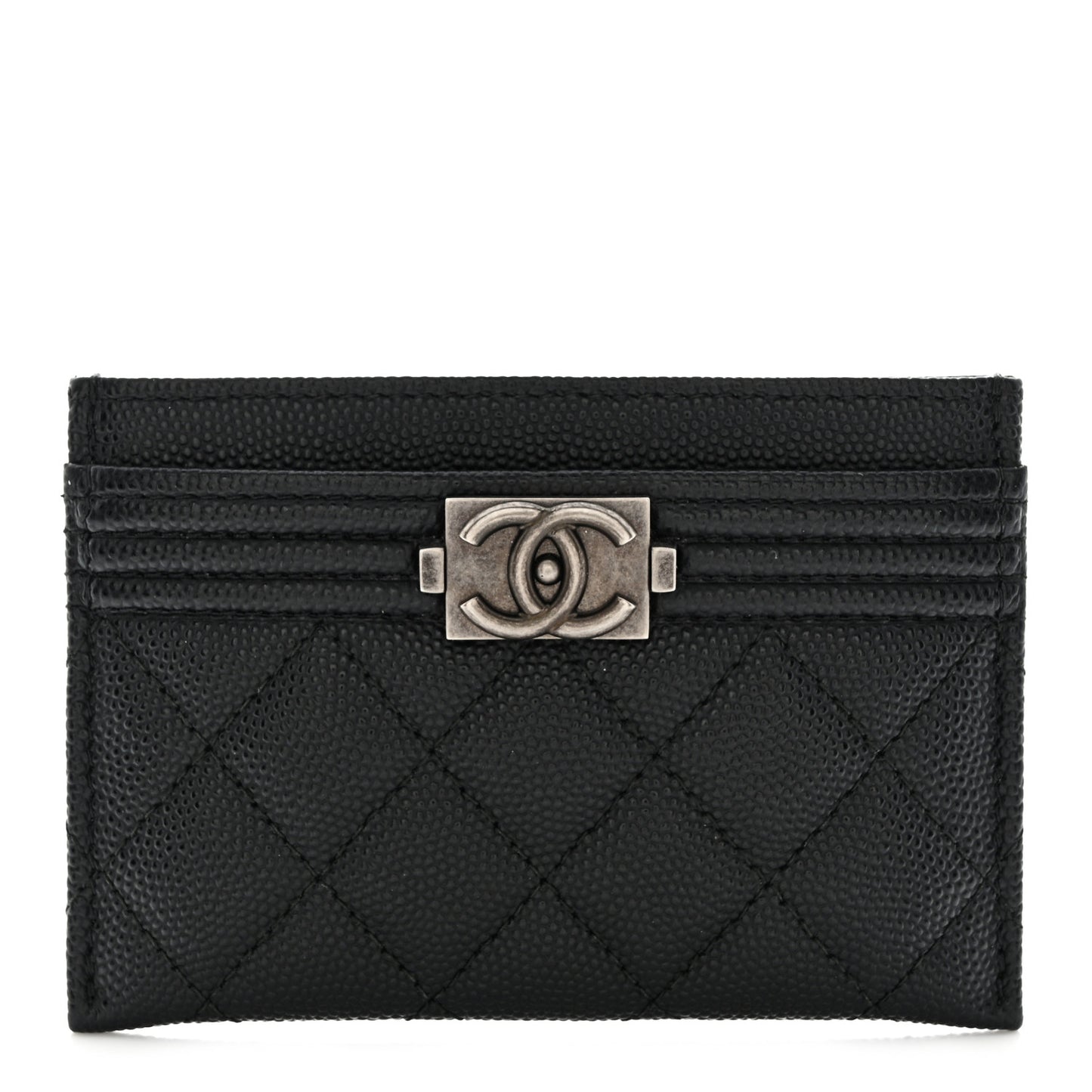 Caviar Quilted Boy Card Holder Black
