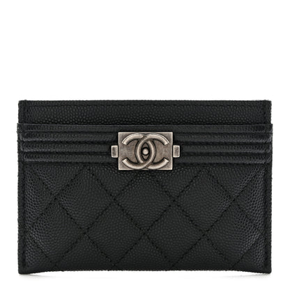 Chanel Caviar Quilted Boy Card Holder Black 1 of 9
