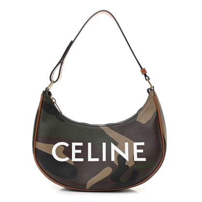 Celine Canvas Calfskin Camouflage Ava Logo Triomphe Shoulder Bag Khaki 1 of 9