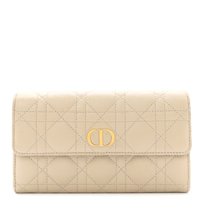 Christian Dior Supple Calfskin Cannage Caro Wallet Sand 1 of 7