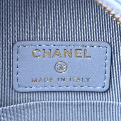 Chanel Lambskin Quilted Round Clutch With Chain Light Blue 6 of 10