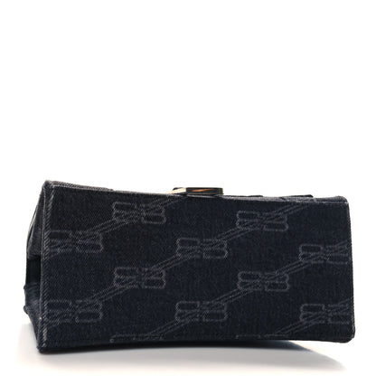 Balenciaga Washed Denim BB Monogram Small Hourglass Top Handle Bag Black 4 of 9