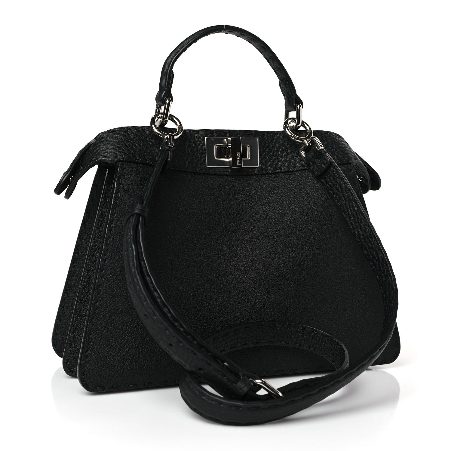 Fendi Cuoio Romano Selleria Chamois Small Peekaboo I SEE U Satchel Black Camel Sunflower 3 of 9