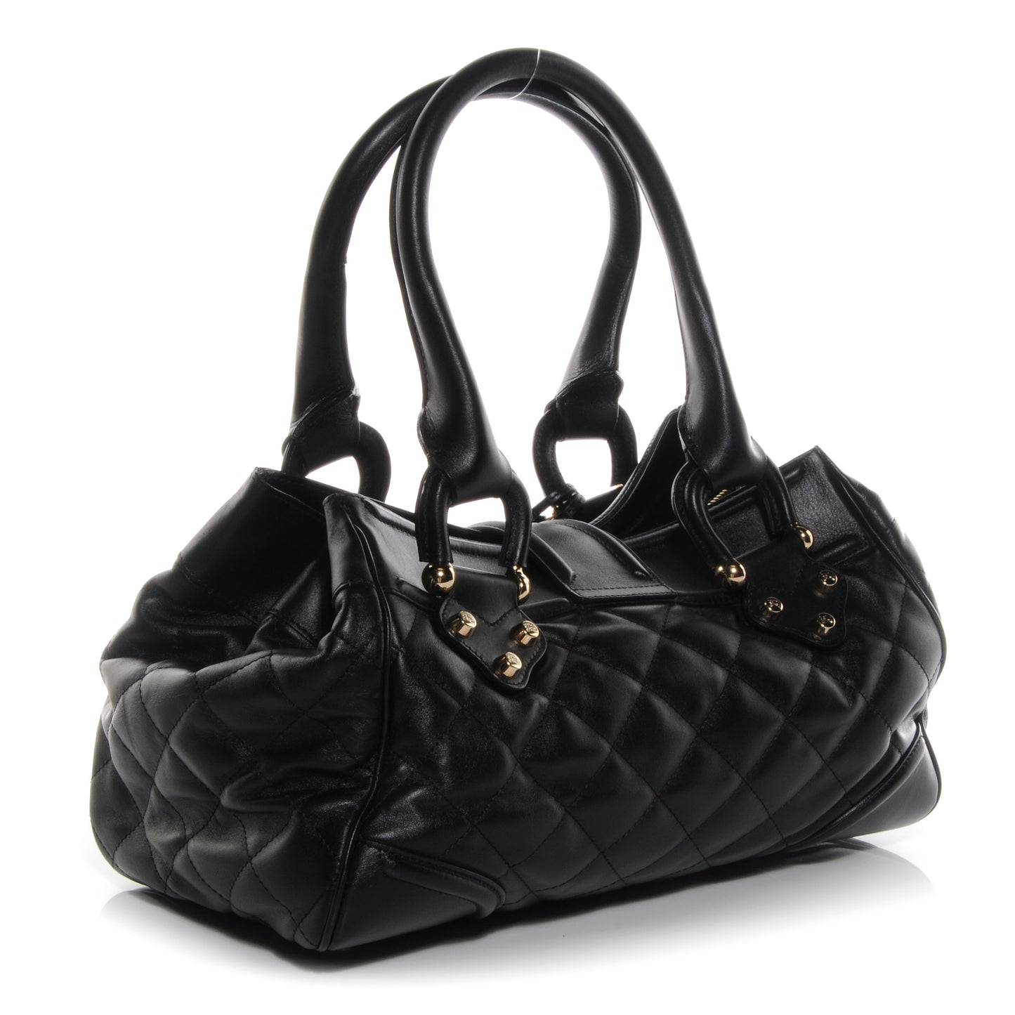 Leather Quilted Satchel Black