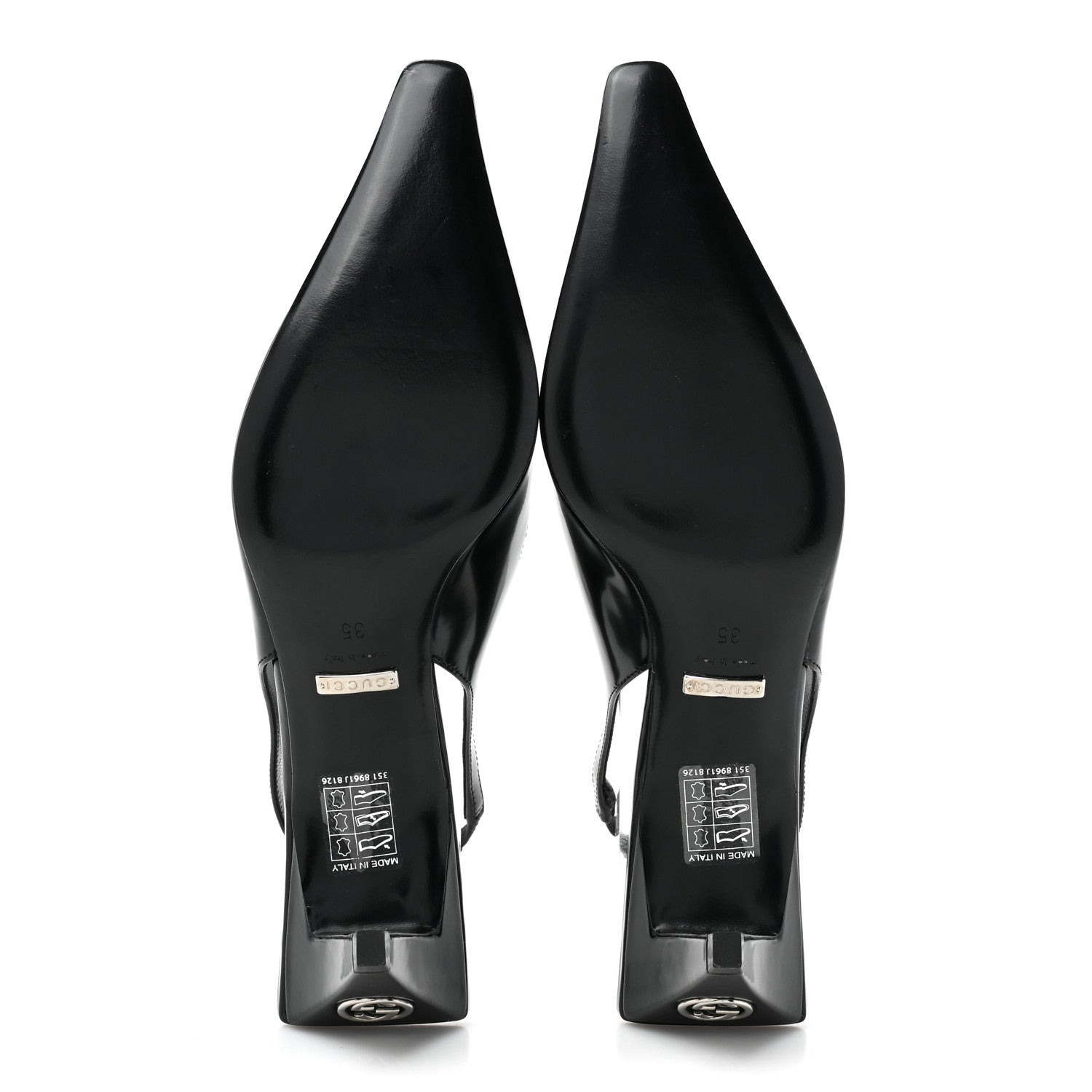 Gucci Nappa Mallory Pointed Toe Slingback Sandal 35 Black 6 of 10