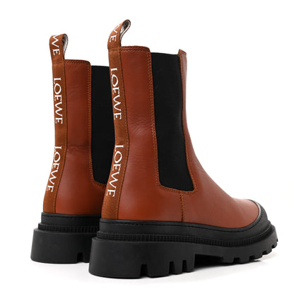 Loewe Calfskin Logo Chelsea Boots 38 Tan 5 of 9