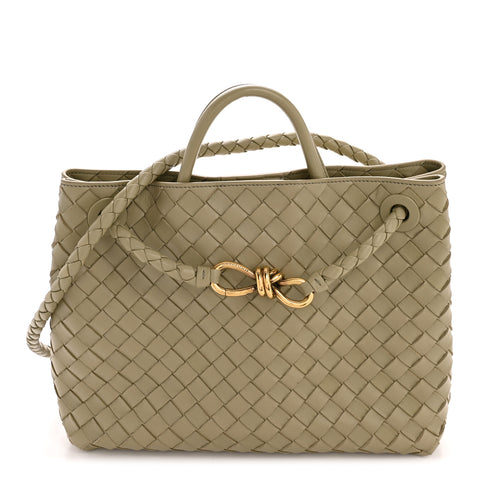 Nappa Intrecciato Medium Andiamo Shoulder Bag Travertine