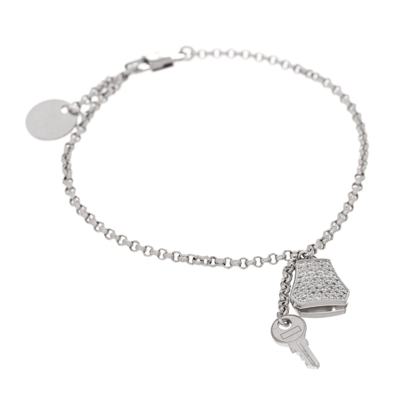 Hermes 18K White Gold Diamond PM Kelly Clochette Bracelet SH 1 of 3