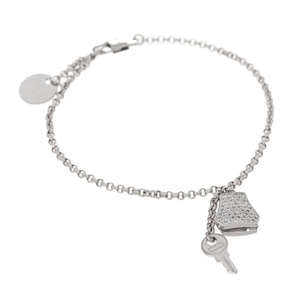 Hermes 18K White Gold Diamond PM Kelly Clochette Bracelet SH 1 of 3