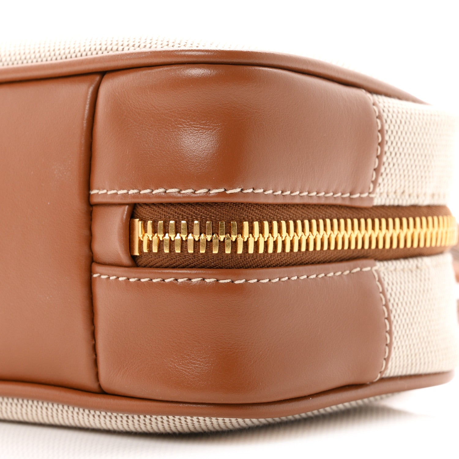 Miu Miu Canvas Calfskin Small Beau Top Handle Bag Naturale Brandy 9 of 9