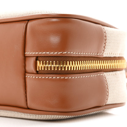 Miu Miu Canvas Calfskin Small Beau Top Handle Bag Naturale Brandy 9 of 9