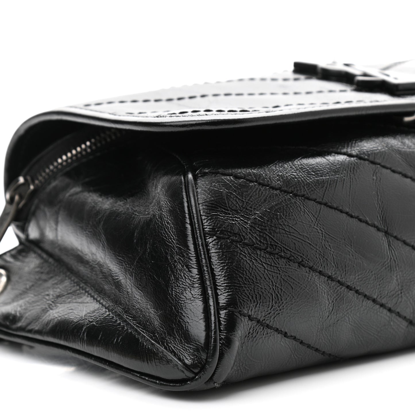 Crinkled Calfskin Matelasse Monogram Niki Body Bag Black