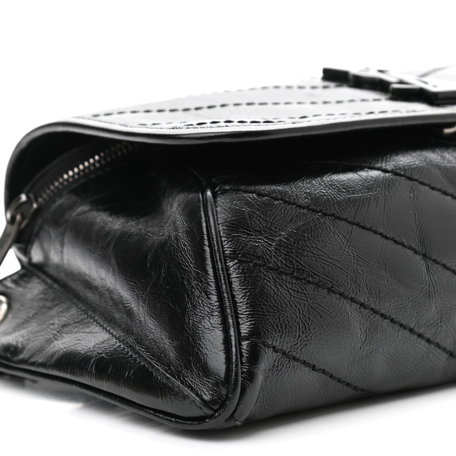 Saint Laurent Crinkled Calfskin Matelasse Monogram Niki Body Bag Black 9 of 10