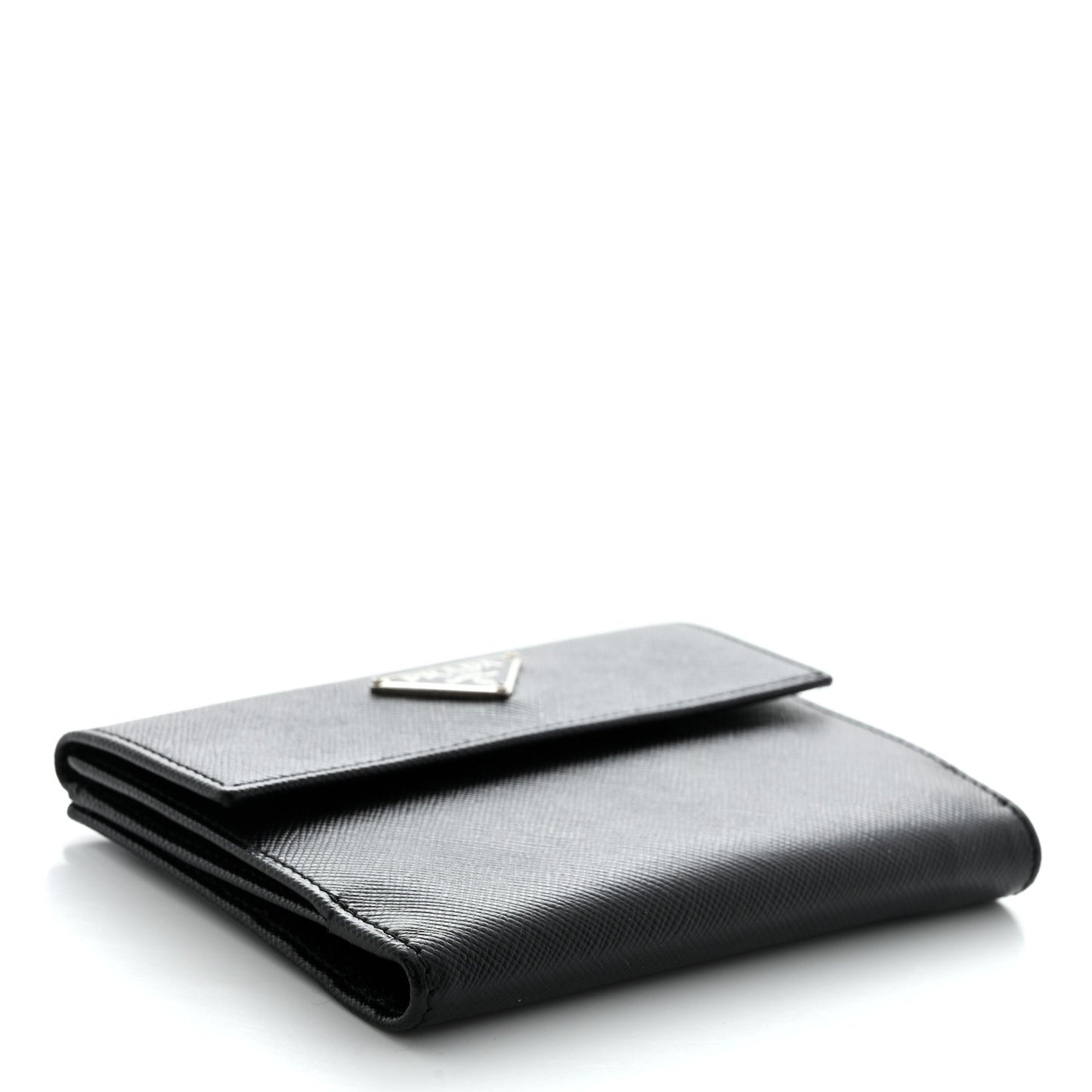 Saffiano Tri-Fold Compact Wallet Black