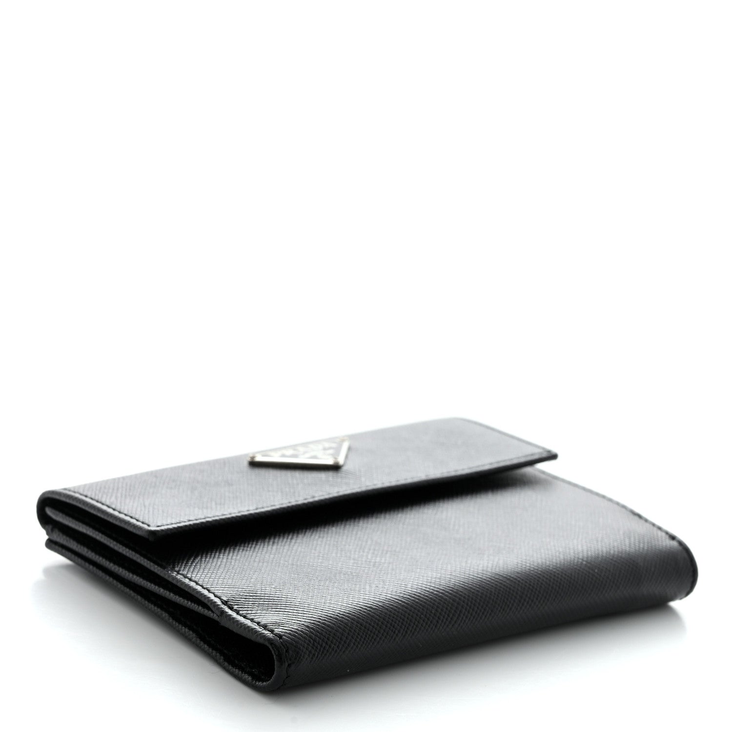 Prada Saffiano Tri-Fold Compact Wallet Black 4 of 10
