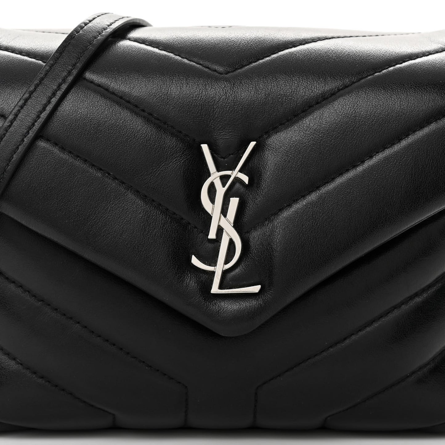 Calfskin Y Quilted Monogram Toy Loulou Crossbody Bag Black