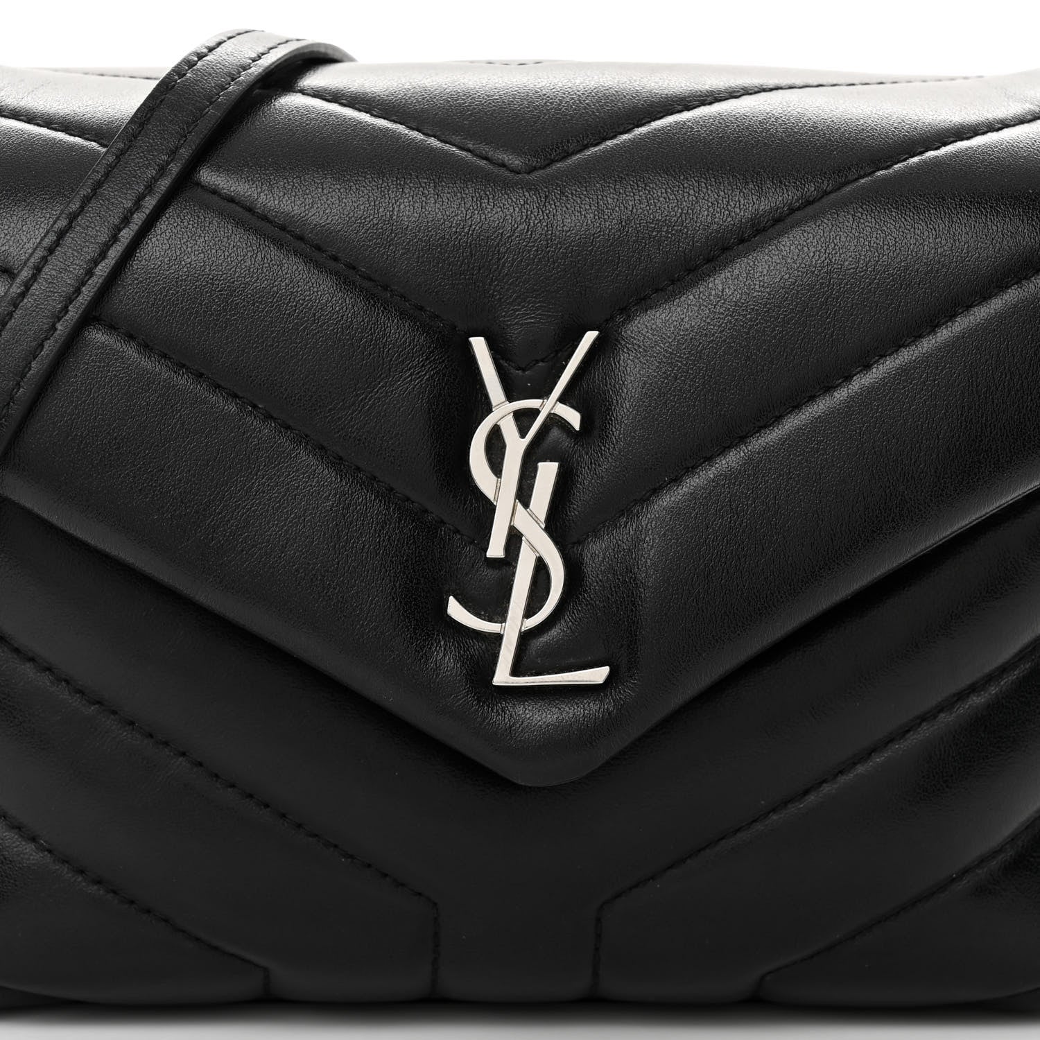 Saint Laurent Calfskin Y Quilted Monogram Toy Loulou Crossbody Bag Black 9 of 14