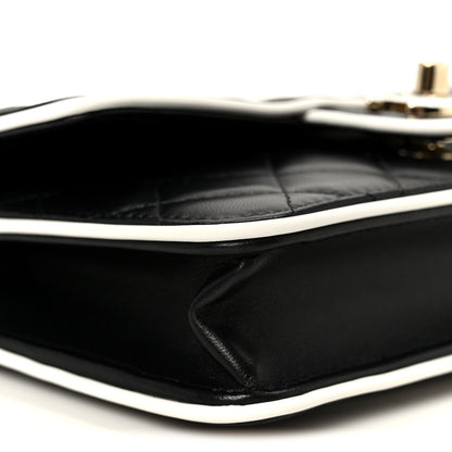 Chanel Lambskin Quilted Resin CC Mini Flap Bag Black White 10 of 12