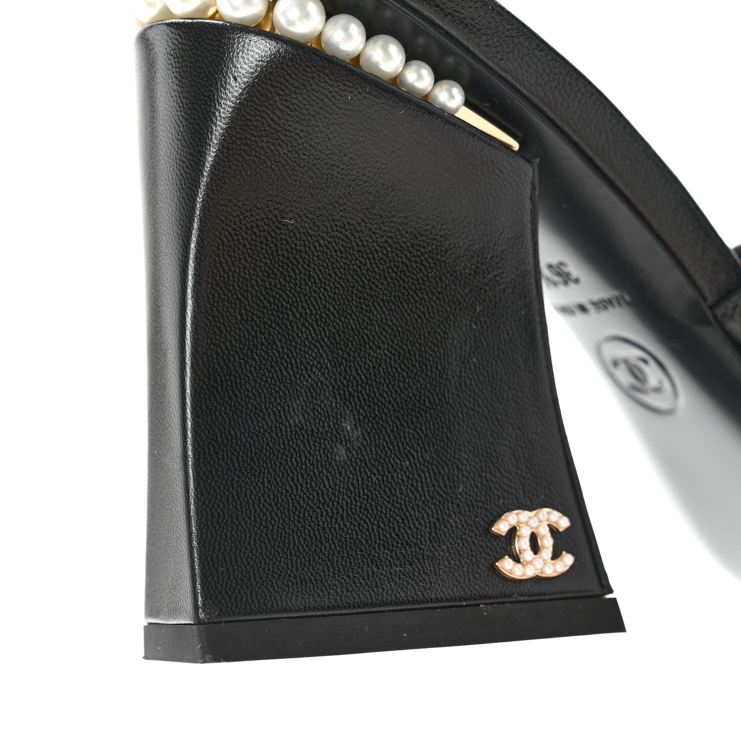 Chanel Shiny Goatskin Pearl Mule 36 Black 10 of 12