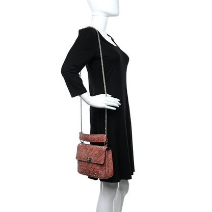 Valentino Garavani Suede Medium Rockstud Spike Shoulder Bag Antico Rosa 2 of 8