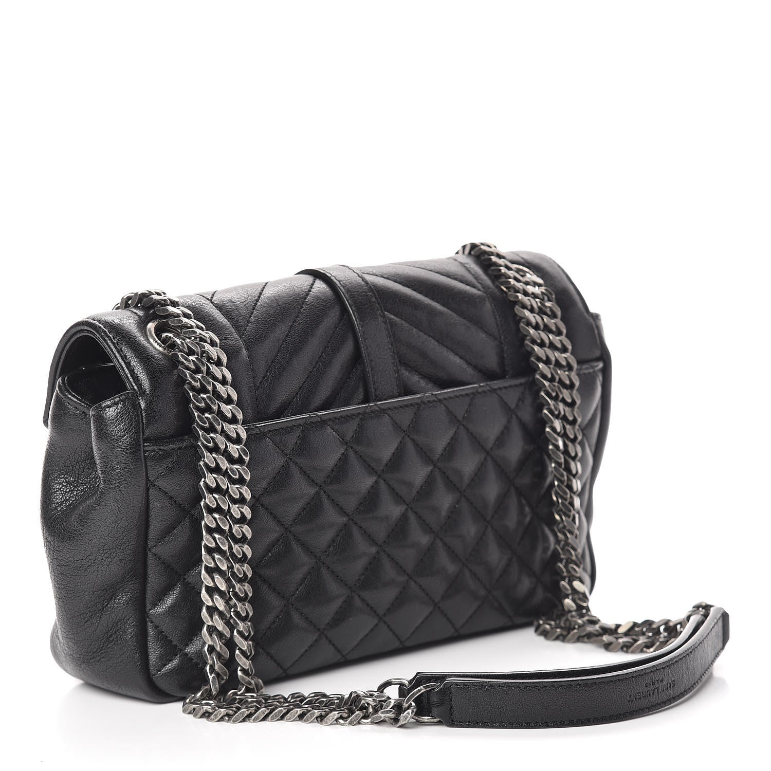 Saint Laurent Sheepskin Tri-Quilt Monogram Medium Soft Envelope Bag Black 3 of 13