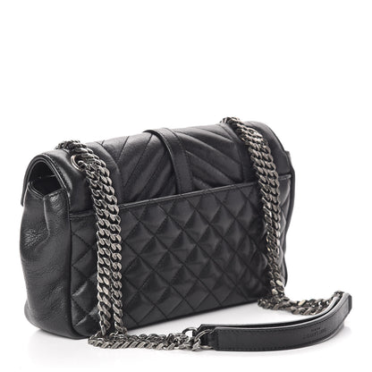 Saint Laurent Sheepskin Tri-Quilt Monogram Medium Soft Envelope Bag Black 3 of 13