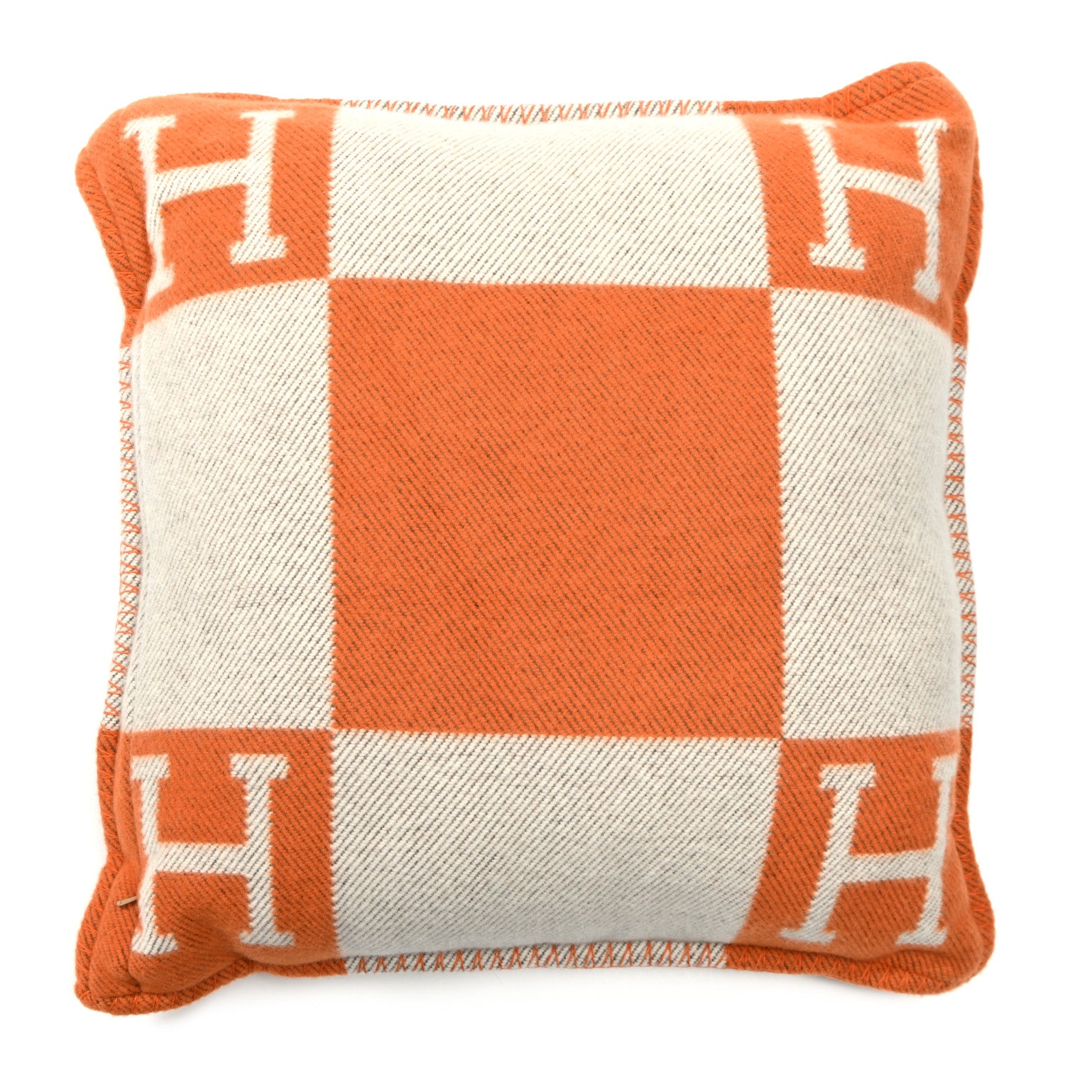 Hermes Wool Cashmere Avalon Pillow PM Ecru Potiron 2 of 3