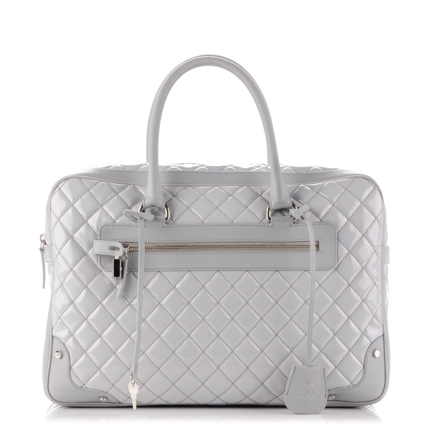 Vinyl Calfskin Viaggio Travel Bag Light Grey