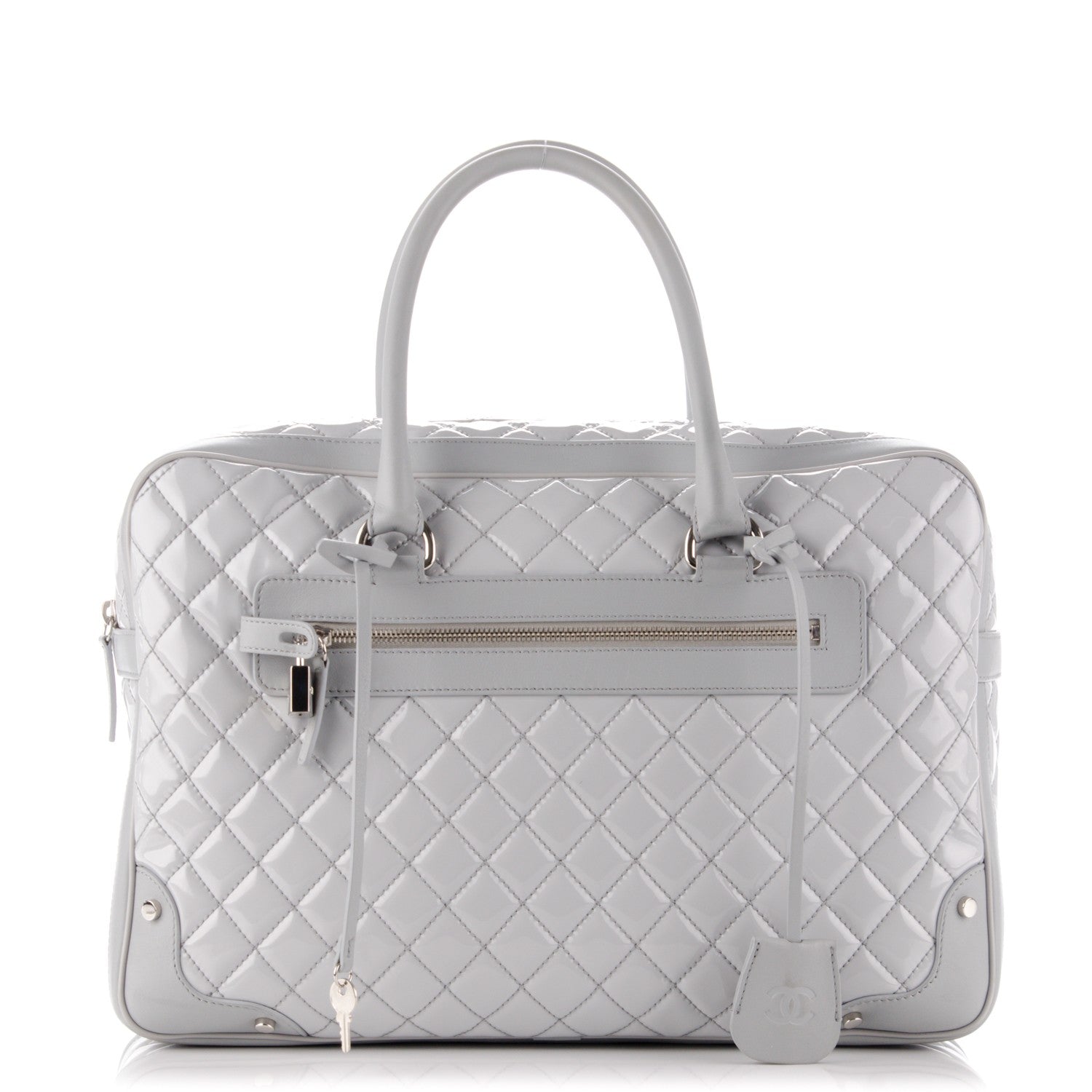 Chanel Vinyl Calfskin Viaggio Travel Bag Light Grey 1 of 10