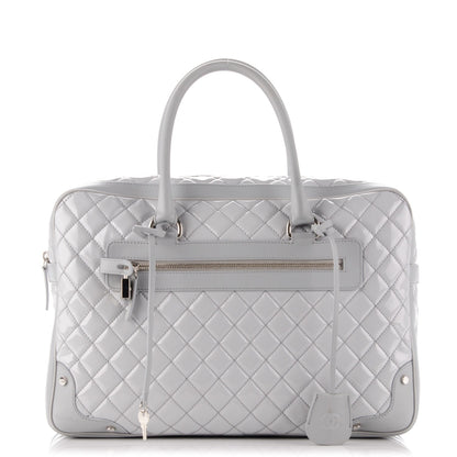 Chanel Vinyl Calfskin Viaggio Travel Bag Light Grey 1 of 10