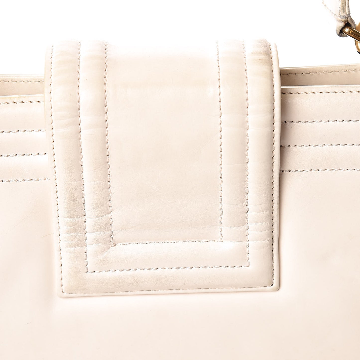 Glazed Calfskin Boy Tote White