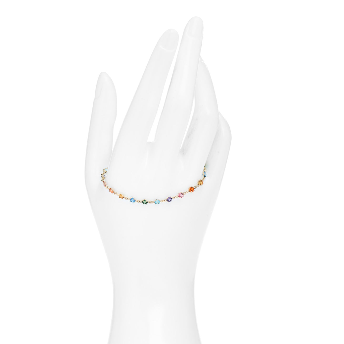 18K Yellow Gold Mixed Gemstone GG Running Bracelet