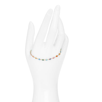 Gucci 18K Yellow Gold Mixed Gemstone GG Running Bracelet 2 of 4
