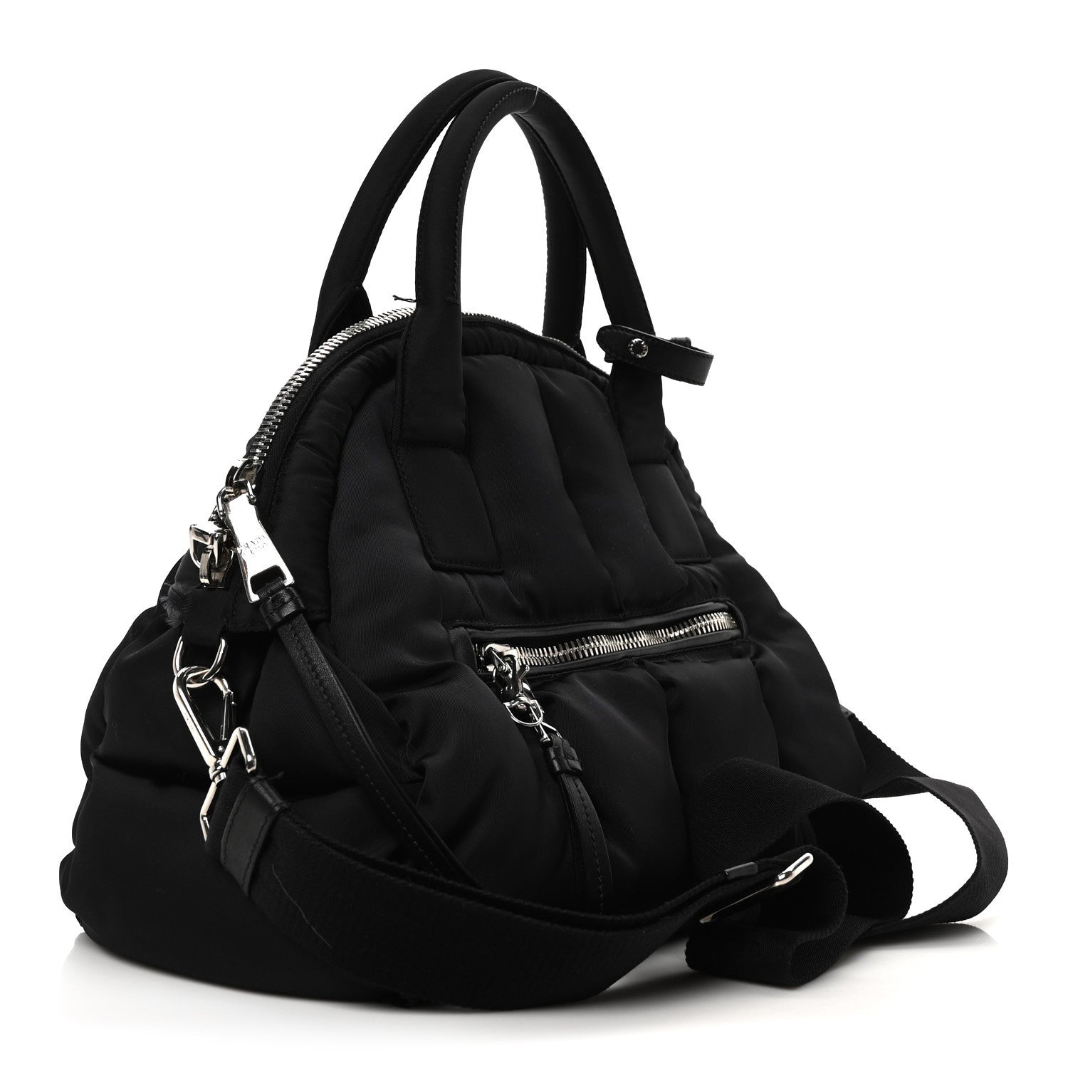 Prada Tessuto Nylon Bomber Dome Satchel Black 3 of 19