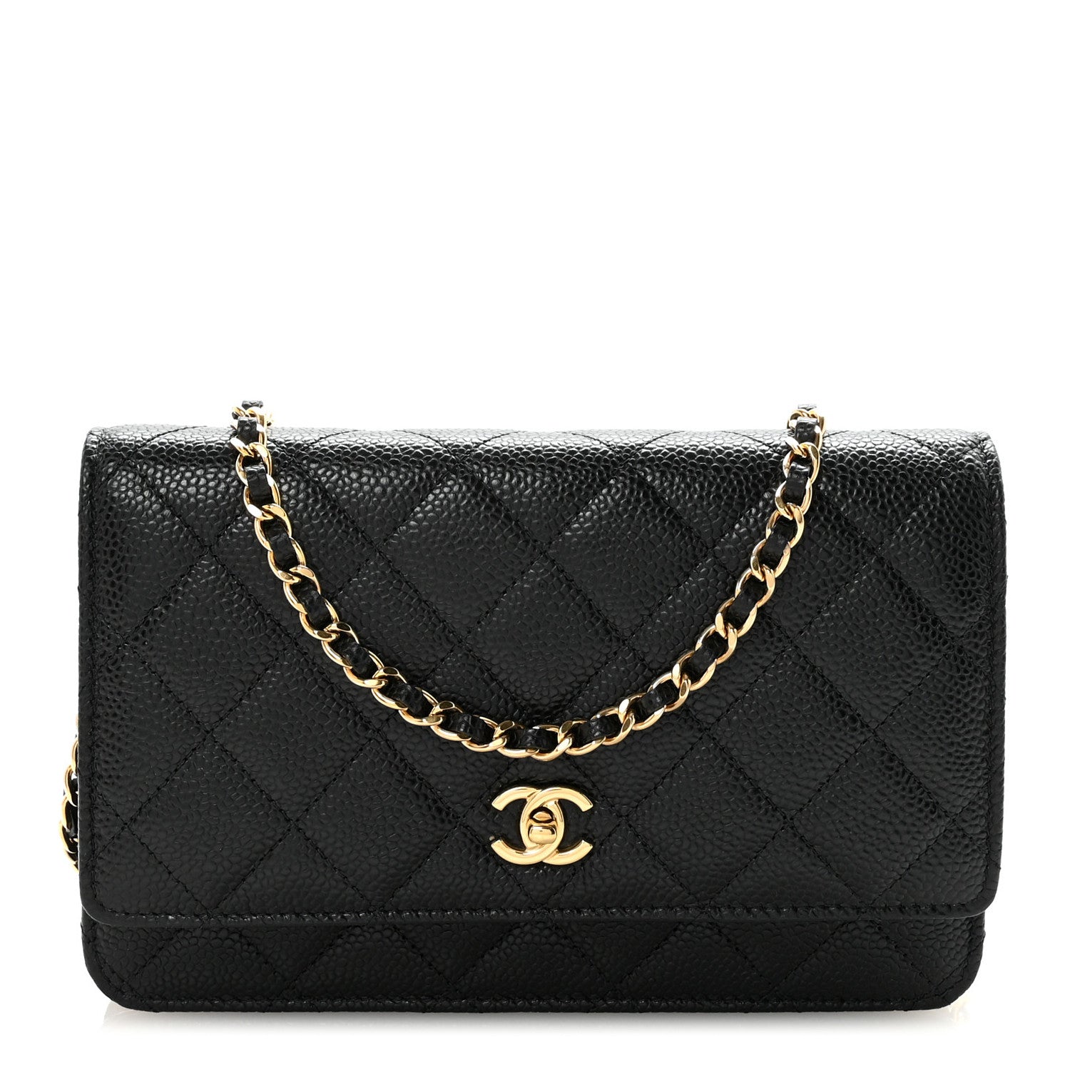 Chanel Caviar Quilted CC Turnlock Wallet On Chain WOC Black 1 of 12