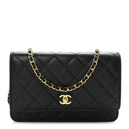 Chanel Caviar Quilted CC Turnlock Wallet On Chain WOC Black 1 of 12