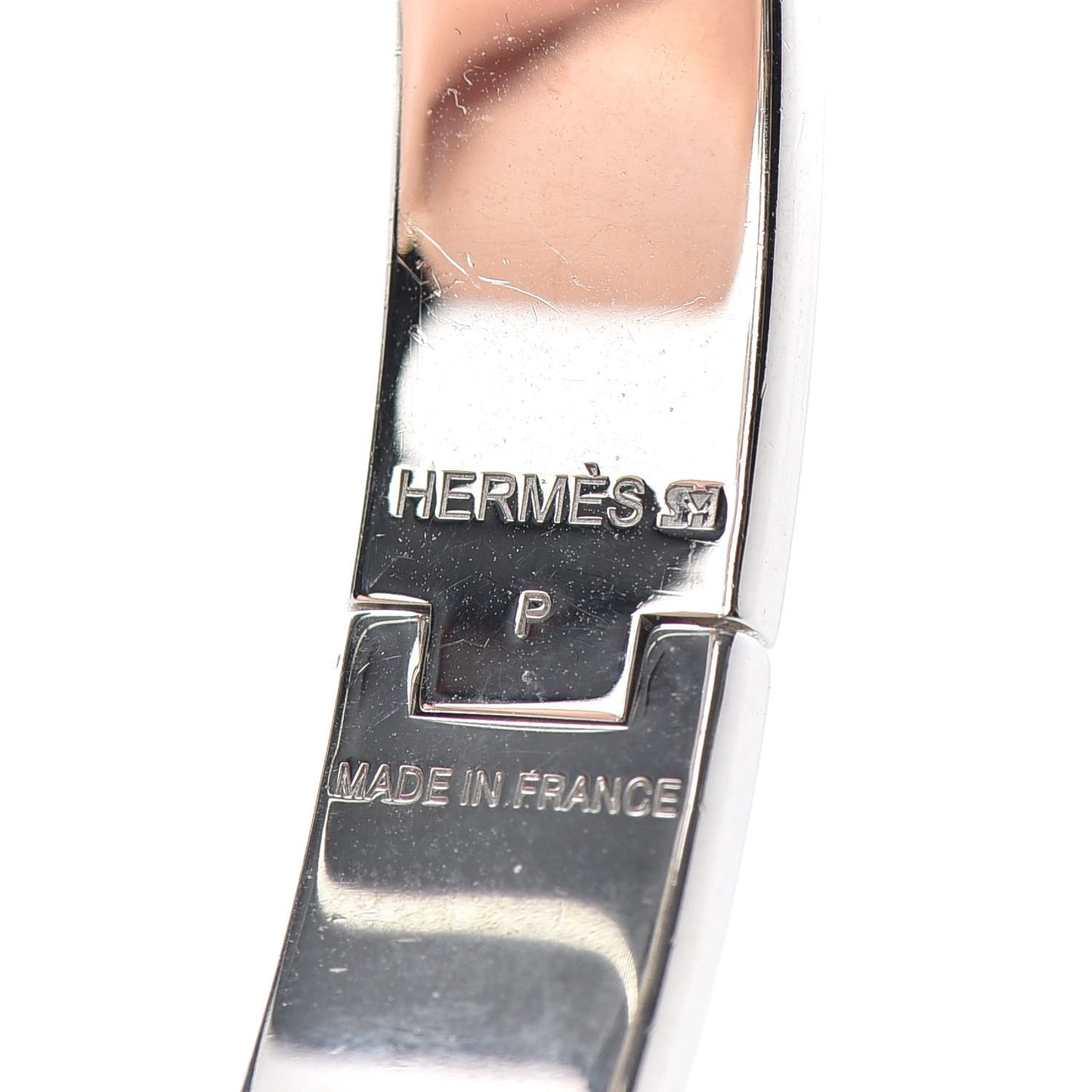 Enamel Narrow Clic Clac H Bracelet PM Blanc Gris Clair