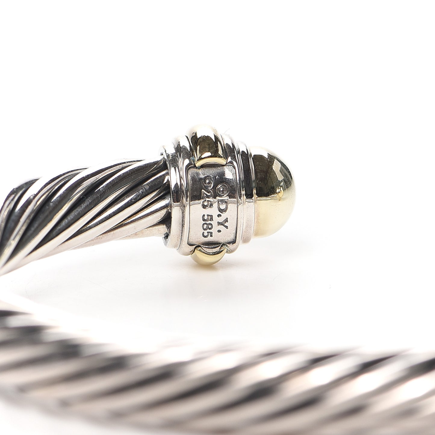 Sterling Silver 14K Yellow Gold 7mm Cable Classics Bracelet